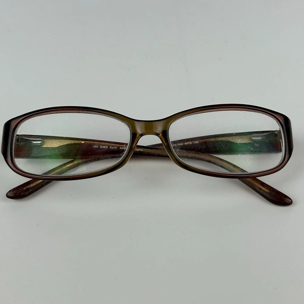 Saks Fifth Avenue 224 0STD Women's Eyeglasses Frame Brown Plastic Full Rim 135mm